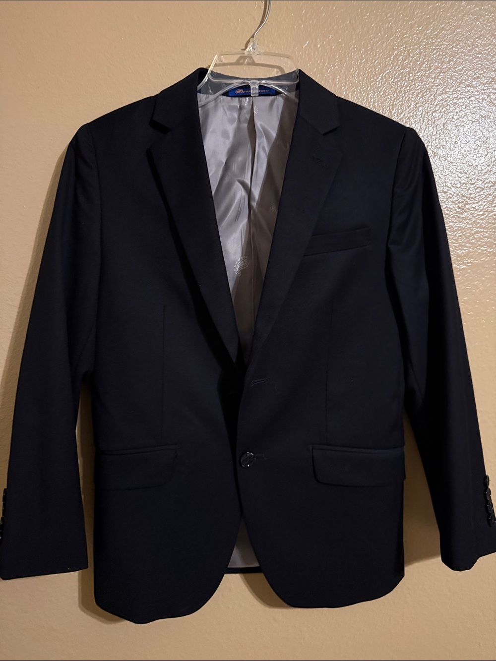 Children's Classic Navy Blazer with Notch Lapel.  One button is missing